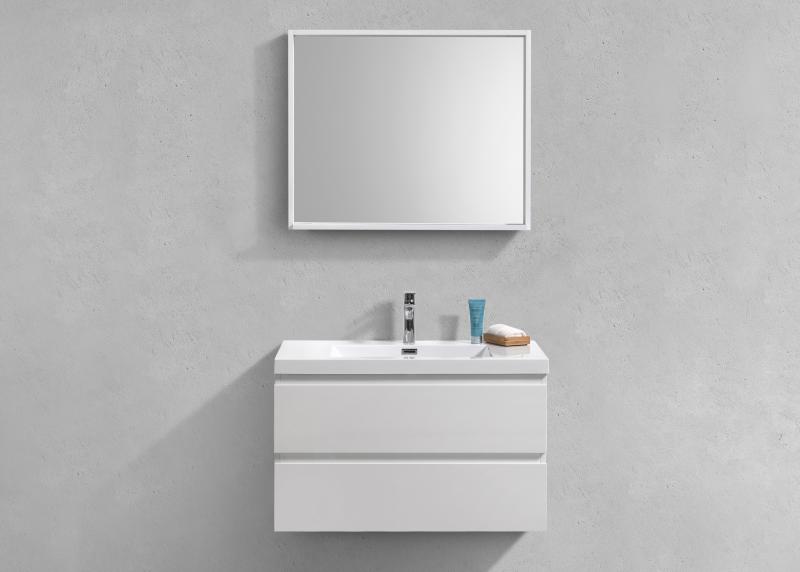 30 Inch Modern High Gloss White Floating Bathroom Vanity