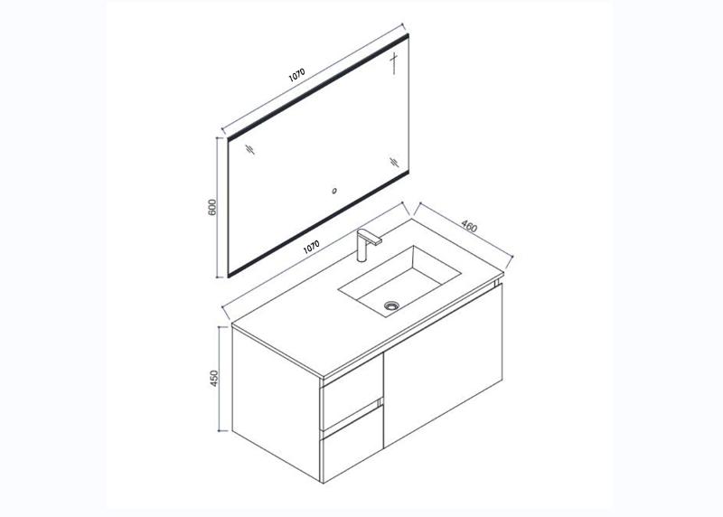 42 INCH New Fashion Top Floating Bathroom vanity