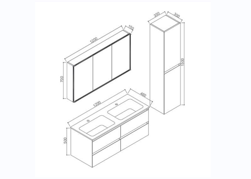 48 INCH Double Sink New Fashion Floating Bathroom vanity