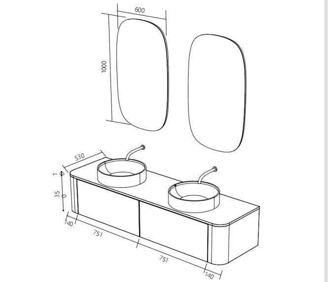 70 INCH Double Sink Luxury Design Wall Amount Bathroom vanity